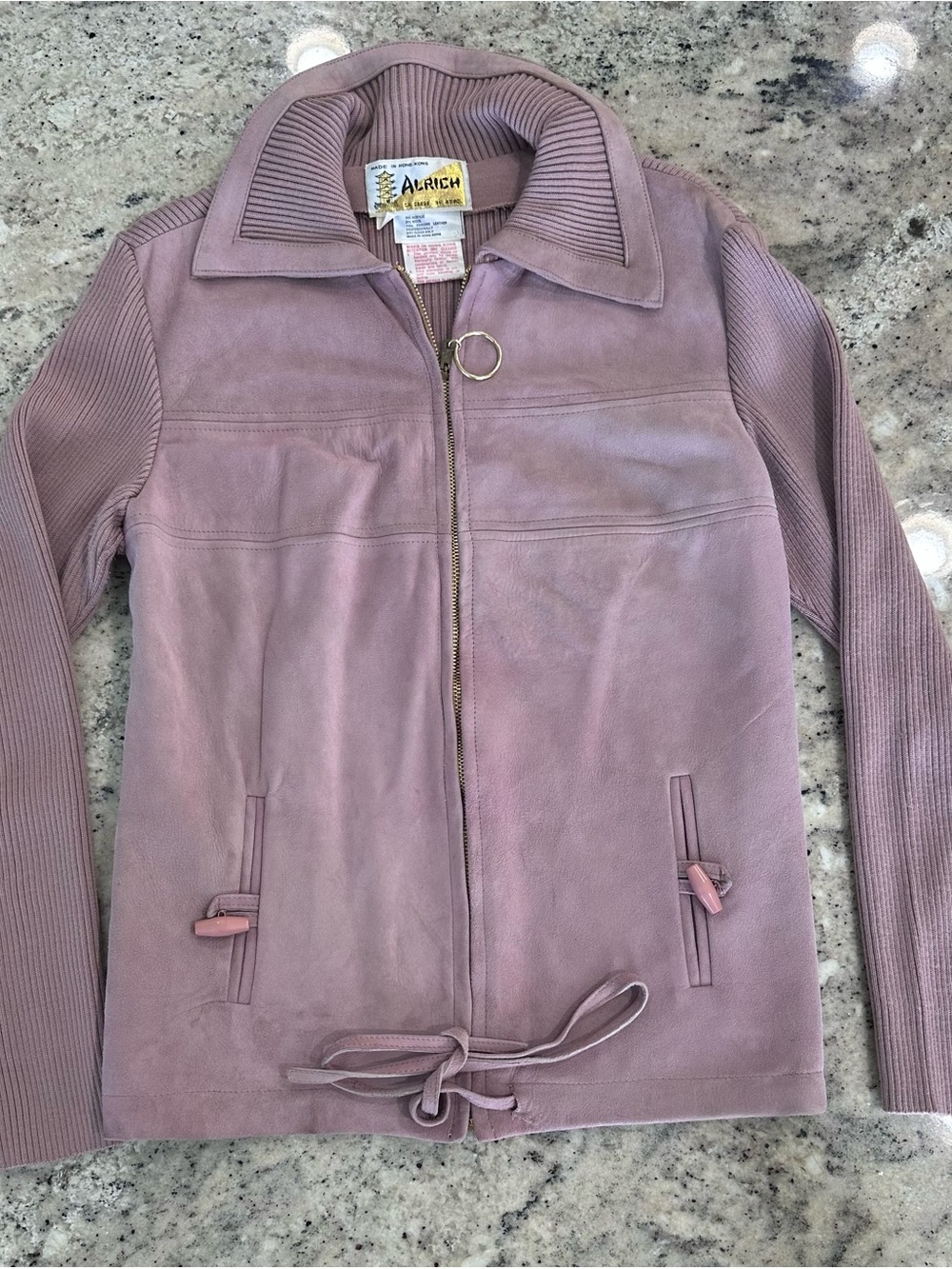 Vintage Alrich Leather & Wool Jacket | Mauve Pink | 12